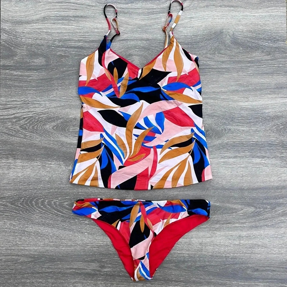 Prana Jess Reversible Tankini & Gemma Reversible Bottoms, tropics - Picture 2 of 16